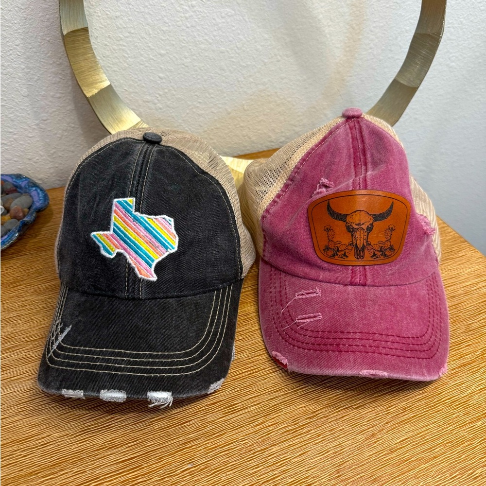 Texas and Bull Patch Trucker Hats- Women’s